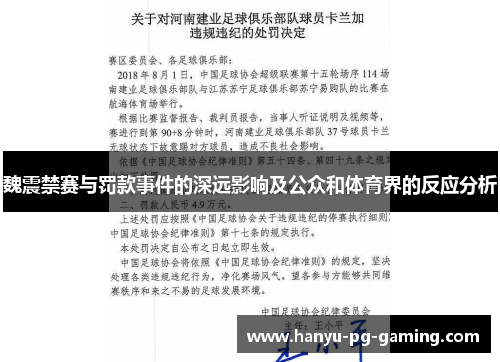 魏震禁赛与罚款事件的深远影响及公众和体育界的反应分析